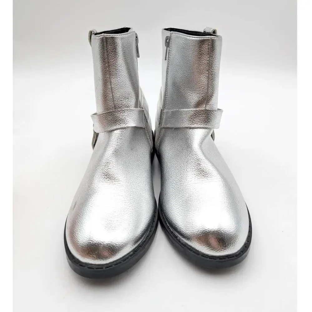 Dolce Vita Minnow Metallic Harness Bootie Side Zip Girls Silver Size US5